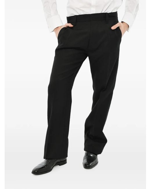 DSquared² Black Belt-Loops Concealed-Closure Trousers for men