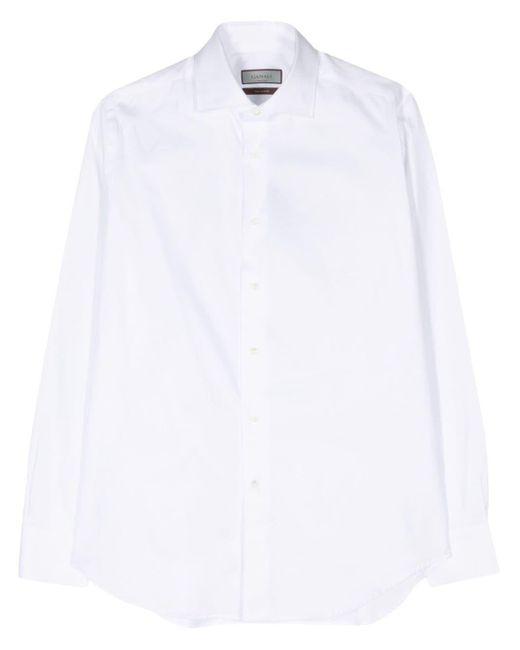 Canali White Classic-collar Cotton Shirt for men