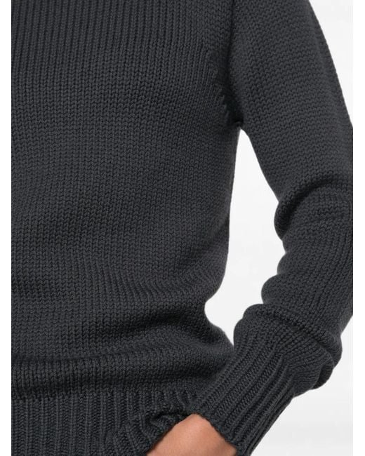 19.61 MILANO Blue Mock-Neck Ribbed-Trim Sweater