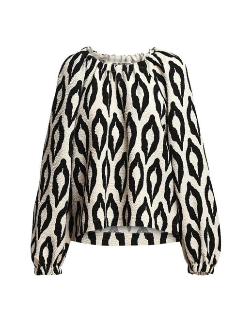 Essentiel Antwerp Black Kolorful Off-The-Shoulder Blouse