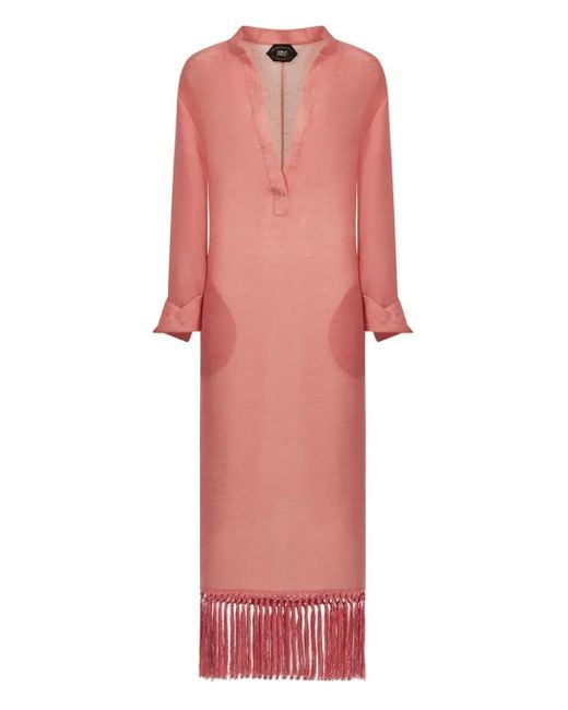 Taller Marmo Bahamas Fringe-Hem Maxi Dress in Pink | Lyst
