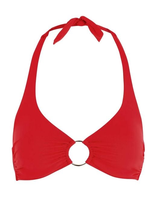 Melissa Odabash Red Brussels Ring-Detail Bikini Top