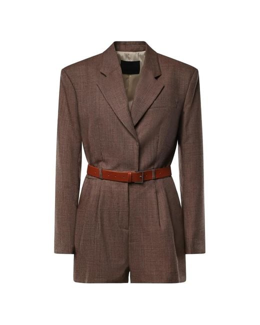 Dondup Brown Belted Check-Pattern Jumpsuit