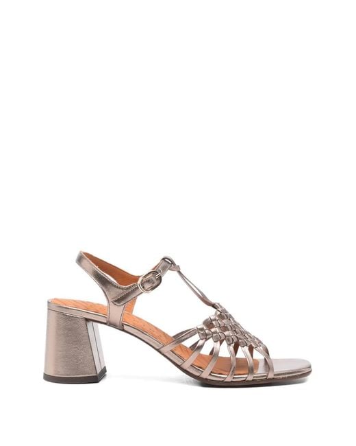 Chie Mihara Pink Rybon Woven-Strap Leather Sandals
