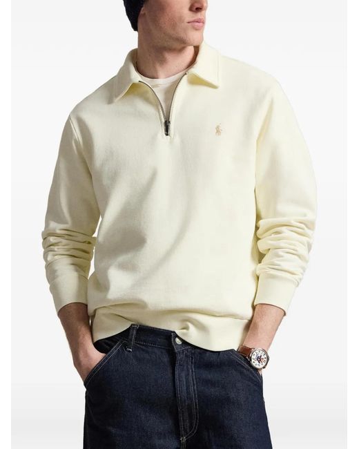 Polo Ralph Lauren Quarter-Zip Logo-Embroidered Polo Shirt in White