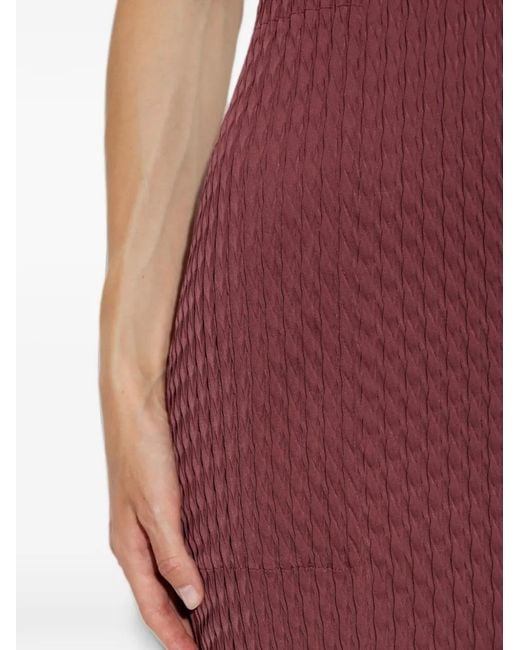 Issey Miyake Purple Sleeveless Pleated Midi Dress