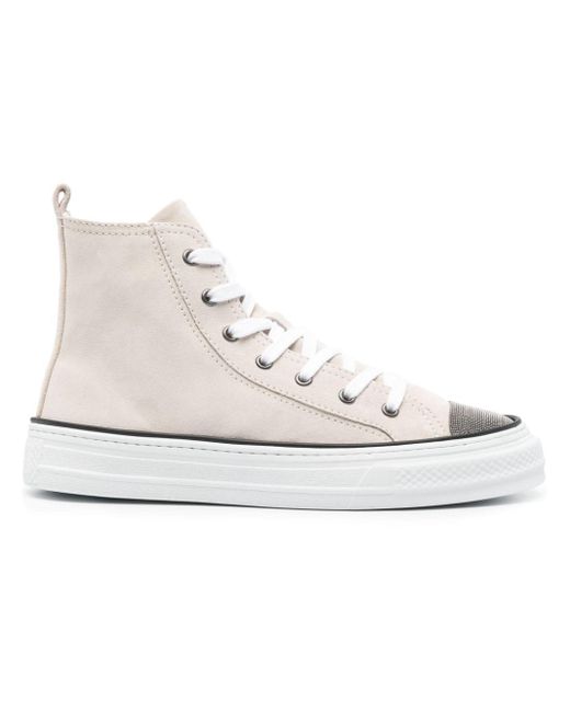 Brunello Cucinelli Natural Monili-embellished High-top Sneakers