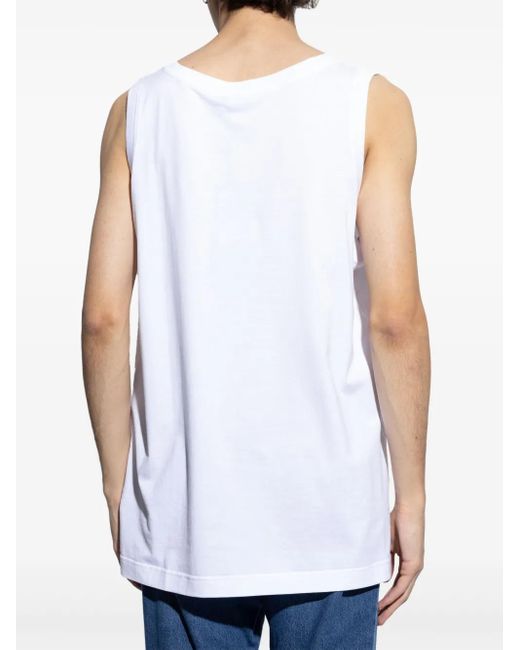 Dolce & Gabbana White Logo-Patch Tank Top for men