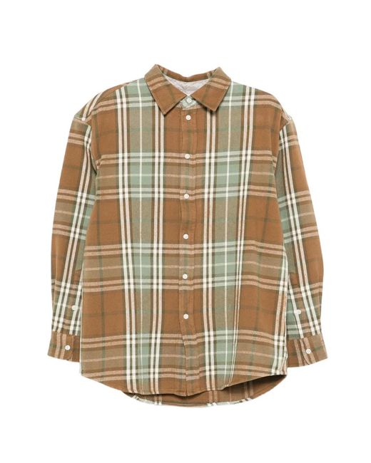 6397 Geruite Button-Down Blouse in het Natural