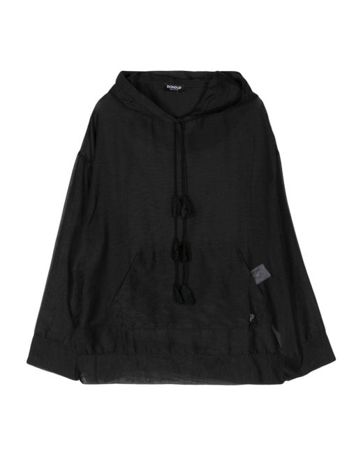Semi-sheer long-sleeve hoodie Dondup en coloris Black