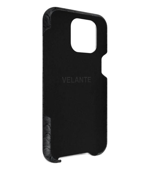 Velante Black Iphone 16 Pro Python Leather Phone Case
