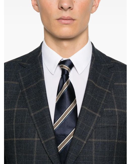 Boss Blue Checked Stretch-Wool Suit for men
