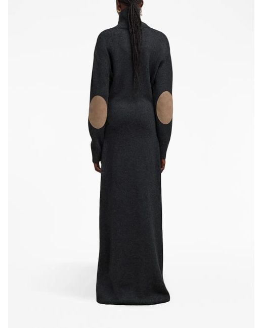 AMI Blue Elbow-Patch Knitted Maxi Dress
