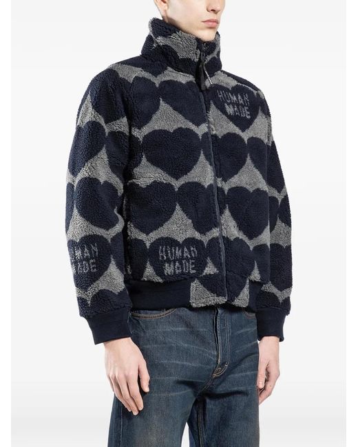Human Made Blue Heart-Pattern Fleece Jacket for men