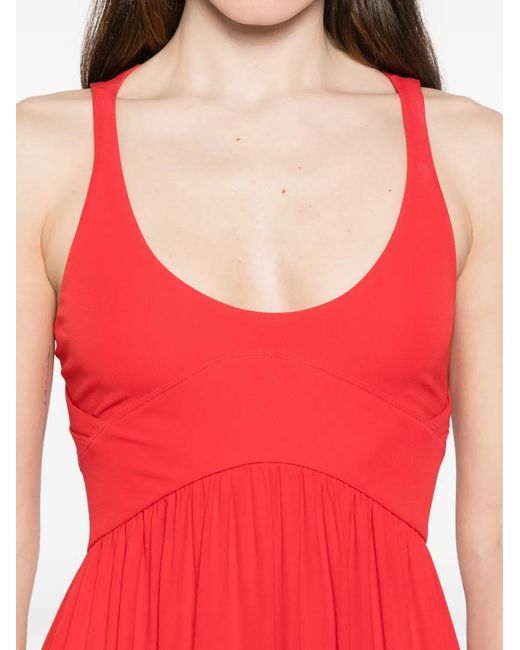 Sportmax Red Panino Scoop-Neck Maxi Dress
