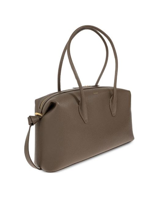 Yuzefi Brown Brioche Pebble-Grain Shoulder Bag