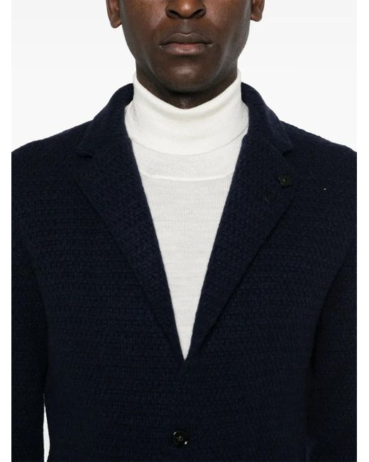 Lardini Blue Single-Breasted Cashmere Blazer for men