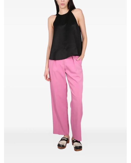 Alysi Pink Pleated-Front Trousers