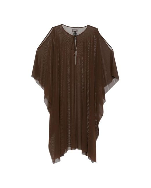 Fisico Brown Tie-Fastening Midi Dress