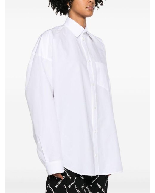Chemise en coton à épaules tombantes Balenciaga en coloris White