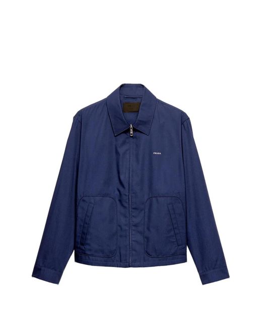 Prada Blue Zip Logo Jacket for men