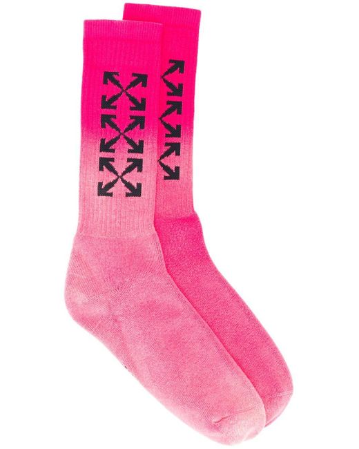 Off-White c/o Virgil Abloh Pink Mid-length Arrows Logo Socks for men