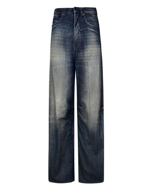 MM6 by Maison Margiela Blue Logo-Patch Panelled Jeans
