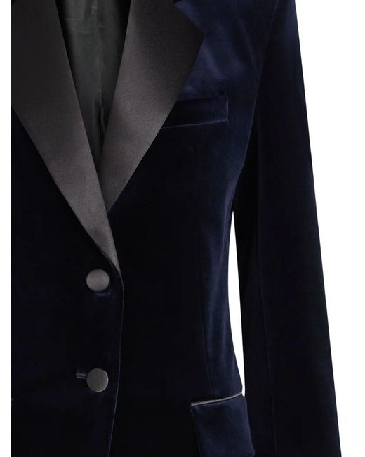 Victoria Beckham Blue Lapel Button Jacket