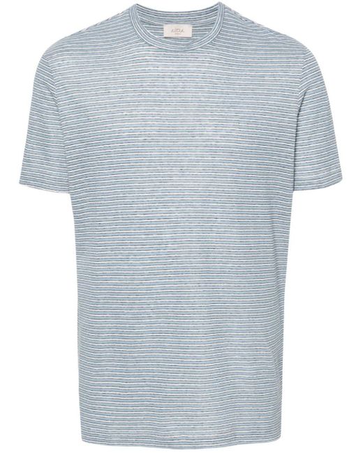 Altea Blue Striped Cotton T-shirt for men
