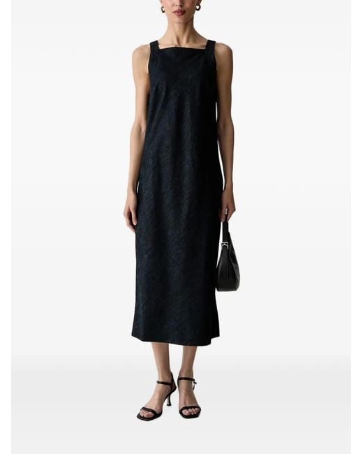 Benetton Black Square-Neck Denim Midi Dress