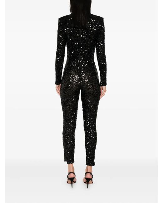 Elisabetta Franchi Black Sequin-Embellished Jumpsuit