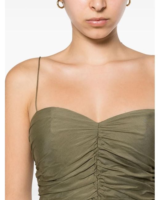 Matteau Green Drop-Waist Gathered Midi Dress