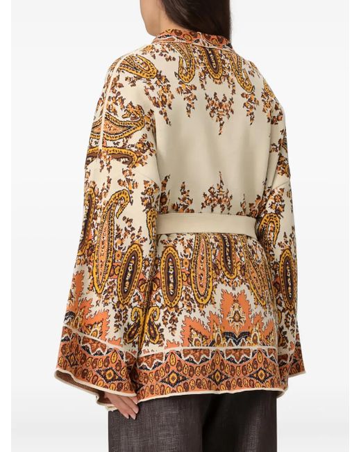 Cardigan Con Stampa Paisley di Etro in Brown