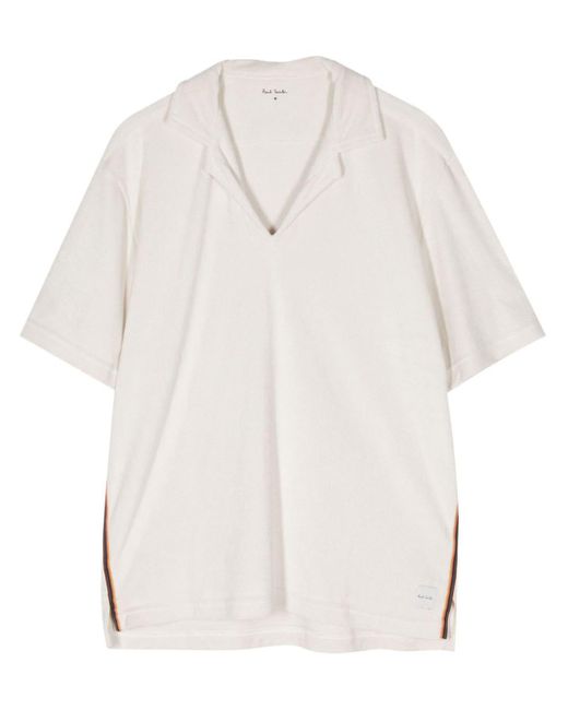 Paul Smith White Stripe-trim Terry-cloth T-shirt for men
