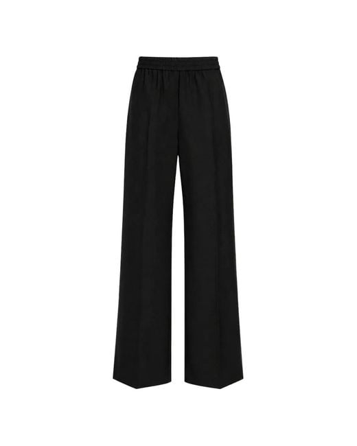 Weekend by Maxmara Black Elasticated-Waistband Pressed-Crease Trousers