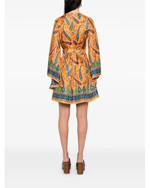 Etro Orange Printed Silk Dress
