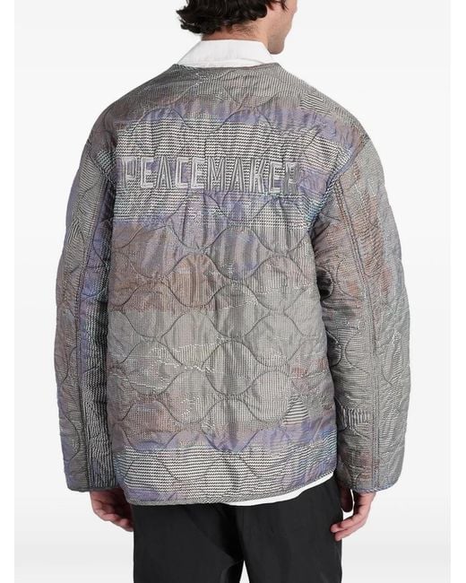 Peacemaker Oamc Gray Casual V-Neck Quilted Button-Down Jacket for men