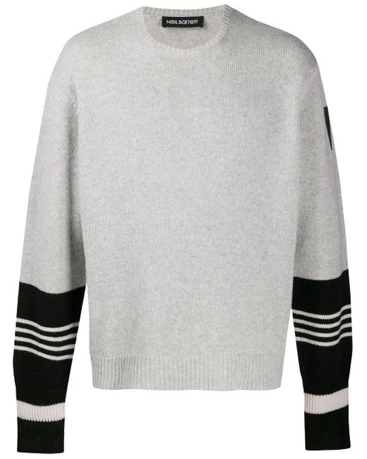 Neil Barrett Gray Stripe-detail Knitted Jumper for men