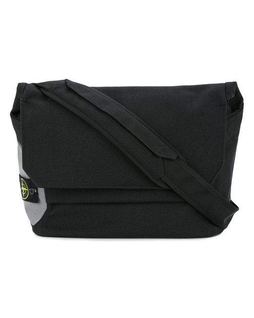 Stone Island Black Logo Messenger Bag for men