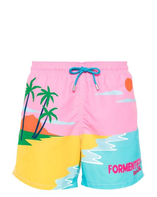 Mc2 Saint Barth Pink Gustavia Printed Swim Shorts for men