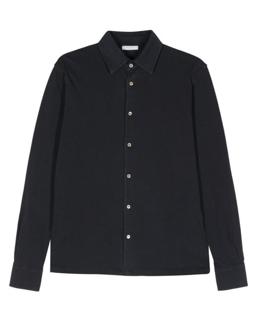 Boglioli Black Spread-collar Cotton Shirt for men