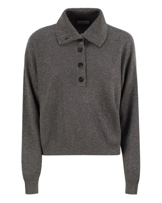 Brunello Cucinelli Gray High-Collar Sweater