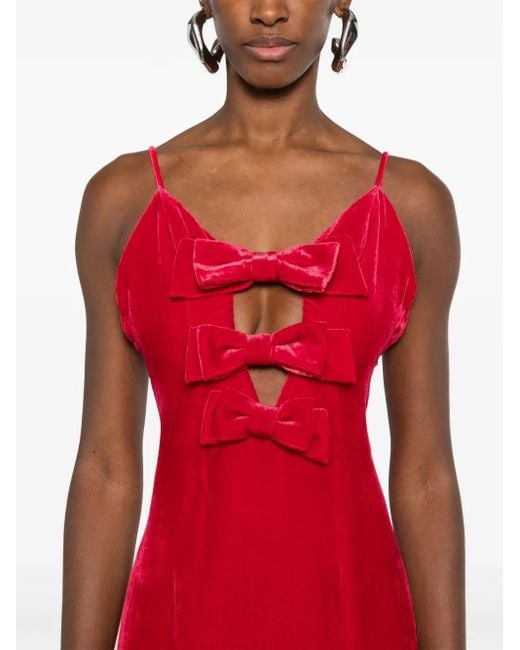 Alessandra Rich Red Bow Velvet Gown