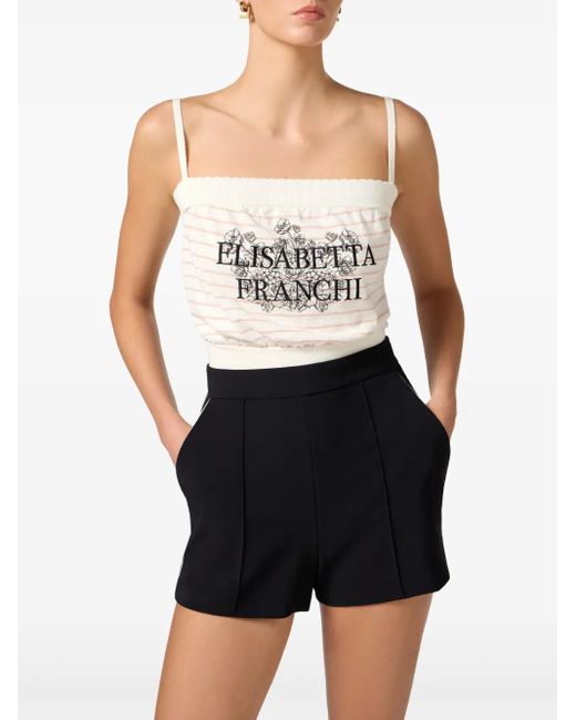 Top de tirantes con logo Elisabetta Franchi de color White