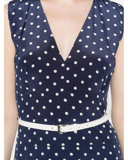P.A.R.O.S.H. Blue Polka-Dot Belt Midi Dress