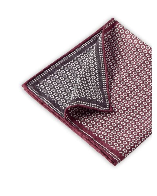 Brunello Cucinelli Purple Silk Geometric-Pattern Pocket Square for men