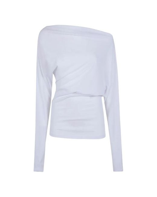 Ann Demeulemeester White Roos Asymmetric Draped Top
