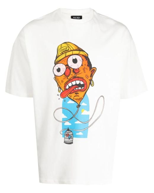 Phobia White Testa Di Chezzo-Print T-Shirt for men