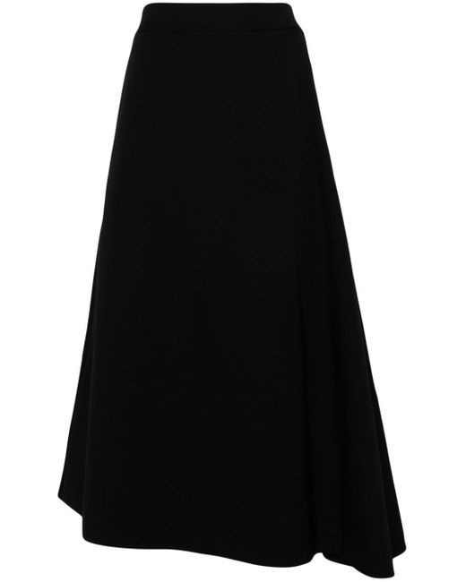 Jupe mi-longue en laine vierge Jil Sander en coloris Black