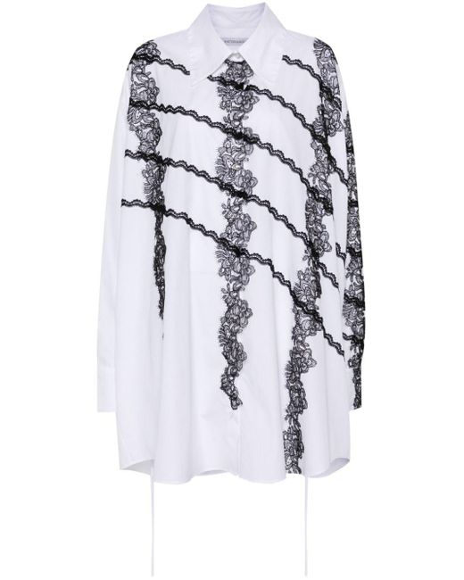 Viktor & Rolf White Lace-appliqué Cotton Shirt Dress